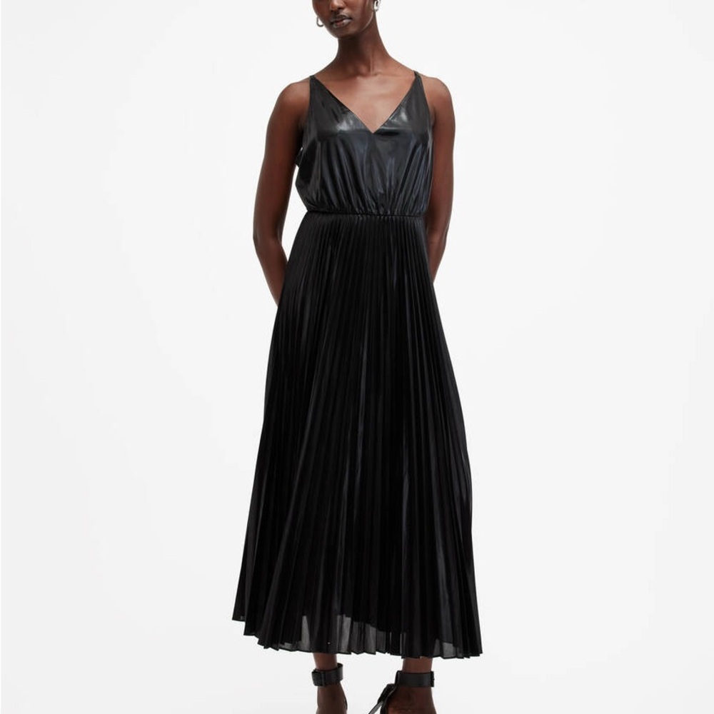 All saints Elegant Black Pleated Dress